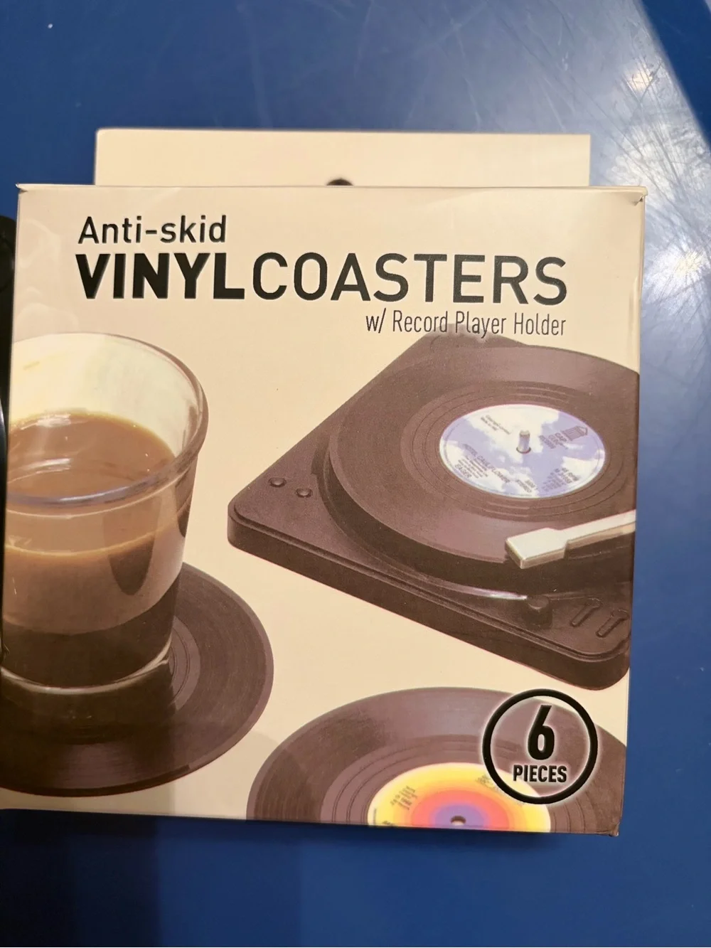 Retro Vinyl Record Player 6 Piece Coaster Set